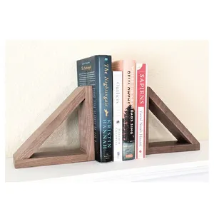 Home Decoration Office Desktop Triangle Walnut Wood Bookends Book Ends