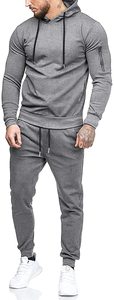 Conjunto Deportivo Informal de Otoño con Forro Polar de Diseño 2 en 1 Transpirable, Conjuntos Deportivos de Algodón Unisex para Hombre con Capucha - Product Image 5