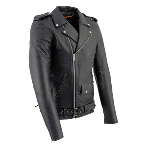 Blouson de moto en cuir véritable, classique d'équitation, pour hommes et femmes, - Product Image 3