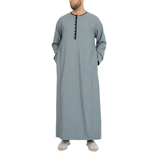 Thobe เดรสปักลายของผู้ชาย,เดรสแมน Jubba Thobe แนวซาอุดิอาระเบียมีกระดุมหลากสี - Product Image 4