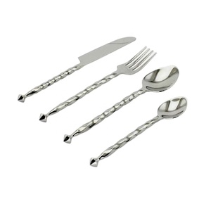 Silver Stainless Steel <b>Cutlery</b> <b>Set</b> Twisted Handle with Round Tip End Royal Silver Polished <b>Cutlery</b> <b>Set</b> - Product Image 1