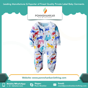 EW-body de algodón orgánico 100% para bebé, Pelele con diseño de dibujos animados a rayas de color liso para primavera y verano - Product Image 3