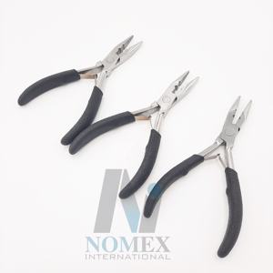Hair <b>Extension</b> Plier With 2 Holes for <b>Bead</b> Opening Made up of Solid Stainless Steel Black Rubber Grip on Handles Hair Tools - Product Image 1