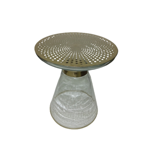 Mesa de centro con acabado de oro y Metal, base de vidrio, moderna, novedad - Product Image 1
