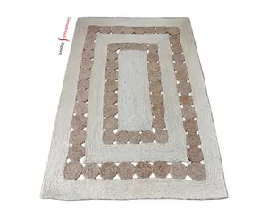 批发高品质工厂价格手工缝制现代设计刺绣黄麻地毯和地毯圆形/矩形地毯