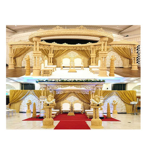 Ensemble de mandap en bois artisanal pour mariage marathi, mandap en bois sculpté pour mariage gujarati, mandap en bois sculpté tendance pour mariage au Canada - Product Image 1