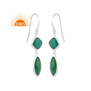 925 Fine Sterling Silver Natural <b>Green</b> Onyx Gemstone Dangle <b>Earring</b> Jewelry For Women Gift For Her - Product Image 1