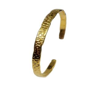 Handmade Daily Wear 925 Sterling <b>Silver</b> Charm Classic Hammer Texture Style Gold Plated Ladies Wear <b>Bangle</b> - Product Image 1