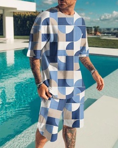 T-shirt et Short pour hommes, ensemble décontracté et respirant, à rayures, tenue rapide, nouveauté - Product Image 6