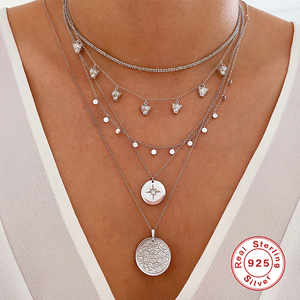 ROXI — collier ras du cou multirangs en argent 925 pour femmes, pièces de monnaie en or - Product Image 4