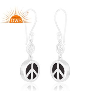 Solid Sterling Silver Dangle Earrings Fine Jewelry Supplier Fantastic Black Onyx Gemstone Earrings - Product Image 2