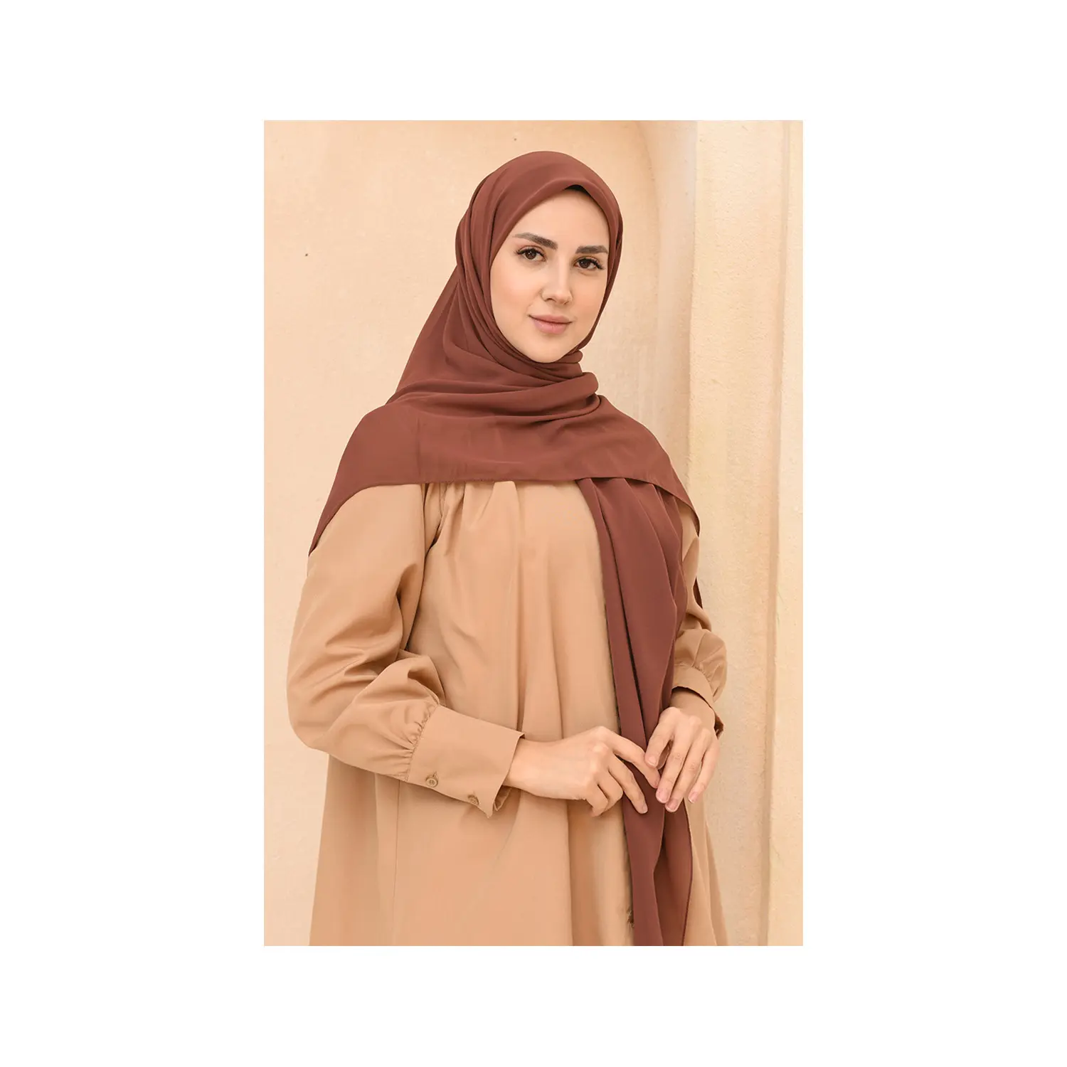 New Season Bitter Brown Pearl Chiffon Shawl and Quality scarves from Islamic Clothing