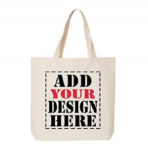 กระเป๋าช้อปปิ้งแบบใช้ซ้ำได้สีขาวล้วนผ้าแคนวาส100% โลโก้ออกแบบได้ตามต้องการเป็นมิตรต่อสิ่งแวดล้อม - Product Image 1