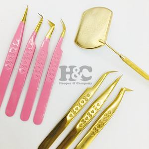 Pinzas de oro personalizadas pinzas de pestañas en forma de corazón de visón oferta de logotipo de acero inoxidable para pinzas de extensiones de pestañas postizas - Product Image 6