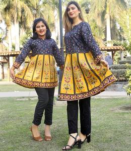 Ropa informal de algodón Kurti de lino para mujer de alta calidad con bordado a mano Material de seda de rayón viscosa - Product Image 1