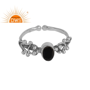 Anillo de Plata de Ley 925 con gema de ónix negro, joyería ovalada, para mujeres - Product Image 1