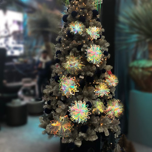 Iridescent <b>Star</b> Shaped Foil Christmas Decoration Fan <b>Hanging</b> Ornament Popular Style Handicraft Decor - Product Image 3