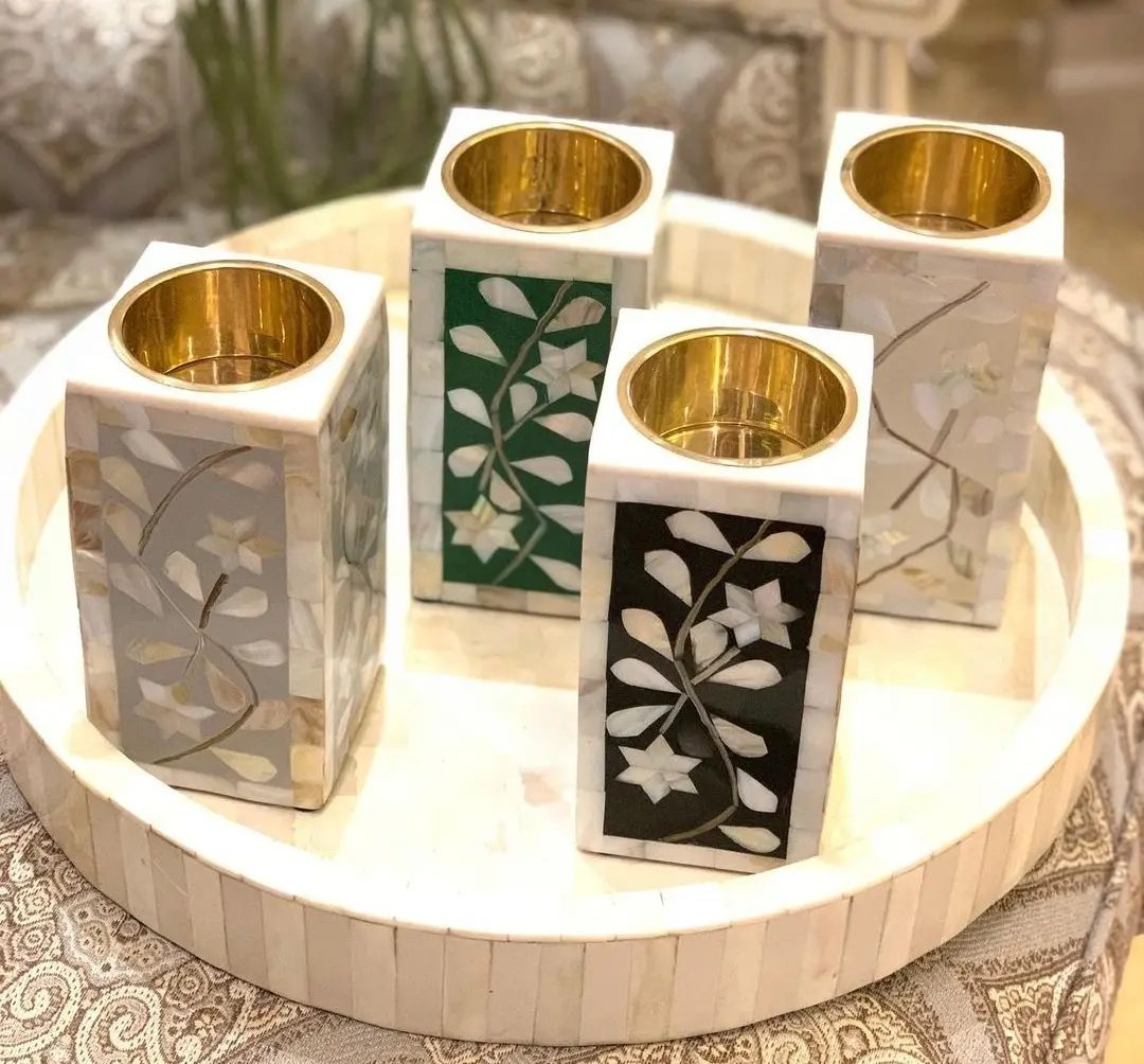 Bakhoor Burner Wood And Mother of Pearl Design Inlaid New Festive Special Multi Purpose Arabic Incense Holder Candle Stand