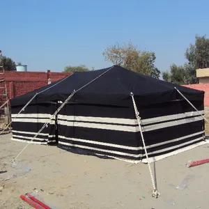 아랍어 스타일 전통적인 흑백 스트라이프 방수 캔버스 캠핑 야외 사막 텐트