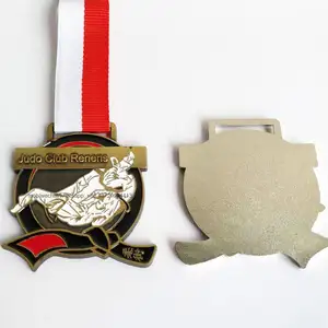 Metal antigo ouro chapeamento esmalte honra prêmios prêmio esporte esportes medalha medalhão para o judo clube