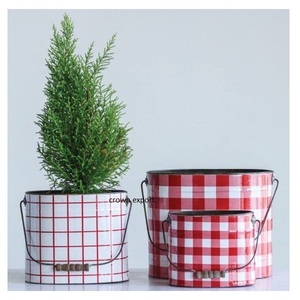 Buffalo Check Black & White Metal Planters & Container Flower <b>Pots</b> Home/Garden Decor Floor Planters <b>Table</b> Planter Plants Holder - Product Image 4