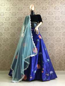 Ropa de novia de boda más exclusiva, Lehenga Choli de seda de algodón con Dupatta, bordado pesado, trabajo, ropa de mujer india, venta al por mayor, alfanumero - Product Image 2