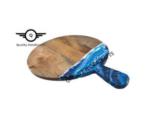 Planche à découper multifonctionnelle en bois de manguier et résine époxy, bord personnalisé, planche à fromage, plateau de service, plateau à pizza - Product Image 4