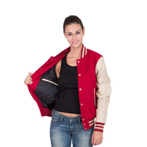 Chaqueta Varsity Personalizada para Mujer, Chaqueta Bomber de Béisbol de Lana y Cuero, OEM, Impermeable, Resistente al Viento, Ecológica, al por Mayor - Product Image 6