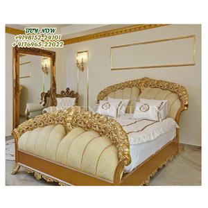 ชุดเฟอร์นิเจอร์ห้องนอนแกะสลักคู่ดีลักซ์,เฟอร์นิเจอร์เตียงและห้องนอนเตียงดีไซน์วิลล่าแกรนด์พร้อมสตูลข้าง - Product Image 1