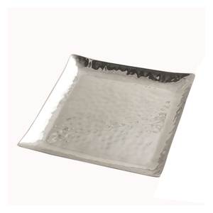 Bandeja martillada de acero inoxidable para servicio, bandeja de servicio de plata personalizada, moderna, exclusiva - Product Image 4