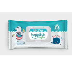 Happykids ผ้าเช็ดทำความสะอาดทารกแบบนับ120สำหรับใช้น้ำยาฆ่าเชื้อสำหรับผู้หญิงทำความสะอาดแบบนุ่มกลิ่นหอมของซัพพลายเออร์ขายส่ง - Product Image 1
