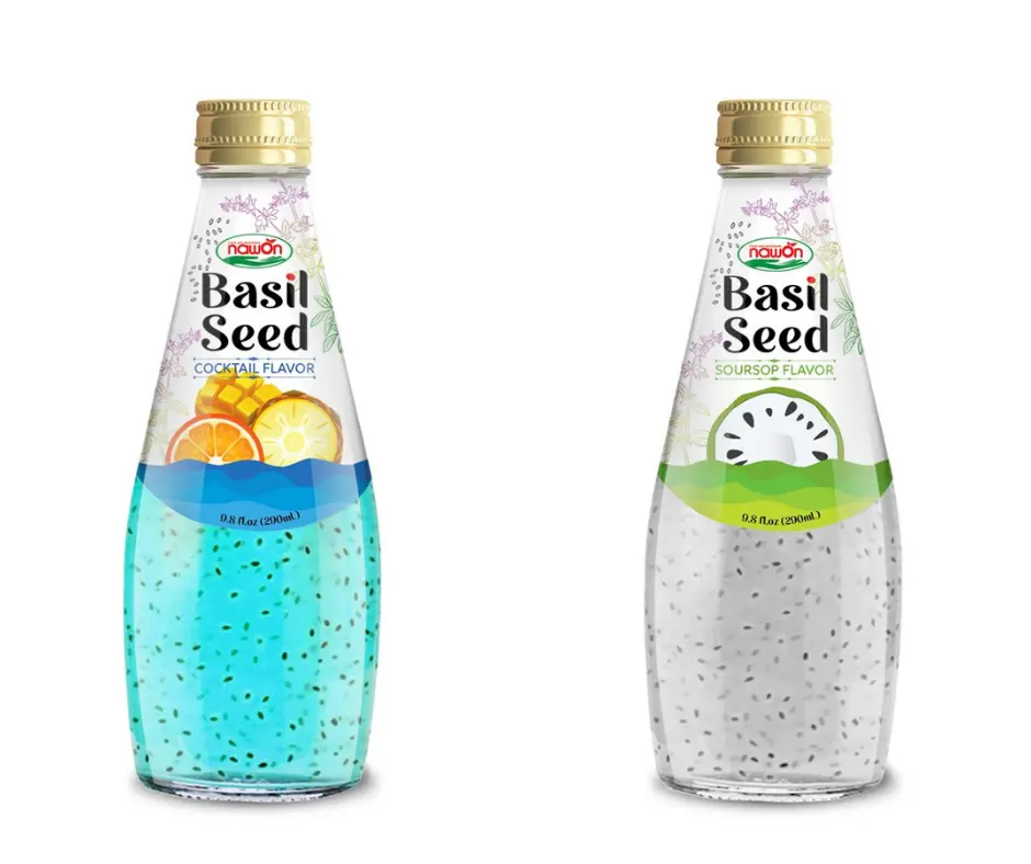 EU Organic Basil Seed Drink Supplier 290ml Glass Bottle Free Sample Wholesale Price Kiwi Juice