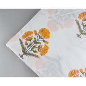 Floral Print <b>White</b> Canary Yellow Cotton Fabric Hand Block Print Running Scarves Decorative Fabric Bags Covers Boys' Toys Indian - Product Image 2
