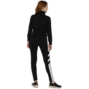 Survêtements pour femmes, rayés noir et blanc, hiver, polyester/polaire, coupe-vent, avec logo personnalisé, en vente - Product Image 5