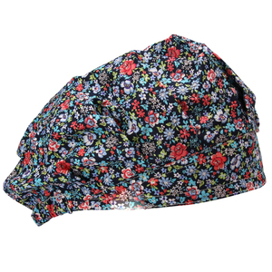 Floral Print Nurse <b>Scrub</b> <b>Cap</b> Unisex Adjustable Hospital Uniform Accessory Spandex/Polyester Woven Breathable Needle Detection - Product Image 3