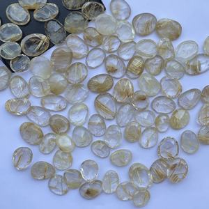 10mm 12mm 16mm naturel doré rutile pierre AAA Rose coupe Polki tranche fabrication de bijoux en gros semi-précieux tranches rutilées - Product Image 3