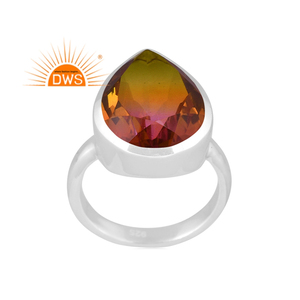 Designer Handmade Fine Sterling Silver Bezel Setting Natural Bio Multi Tourmaline Doublet <b>Quartz</b> Gemstone Stackable <b>Ring</b> for - Product Image 1