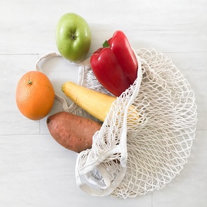 100% coton chaîne maille sac fourre-tout Premium anneau filé 2/20's fil qualité Net sacs à provisions durable réutilisable moderne et élégant - Product Image 3