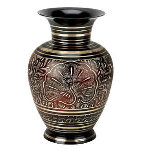 Florero de latón fundido de alta calidad para decoración del hogar, maceta con Color negro, centro de mesa hecho a mano indio - Product Image 5