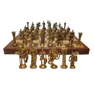 Plateau d'échecs en bois Vintage de haute qualité, pièce romaine en laiton, jeu d'intérieur, pour décoration intérieure et cadeau - Product Image 3
