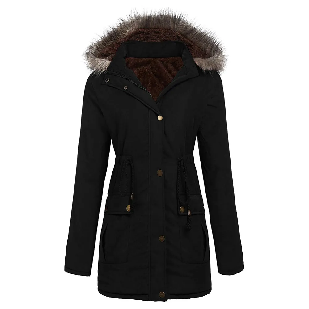 Winter Cotton Padded Parka Winter Jacket Removable Fur Hood Coat For Women