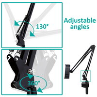 Support de bureau flexible en alliage d'aluminium réglable pour téléphone et tablette, compatible mains libres, pour iPad de 4 à 12,9 pouces