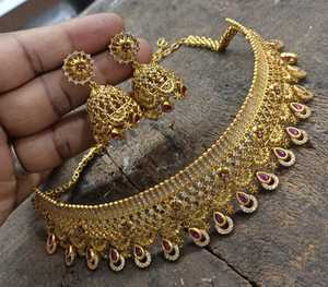 Collier ras du cou de mariée en forme de fleurs, bijou avec boucles d'oreilles, création M, - Product Image 1