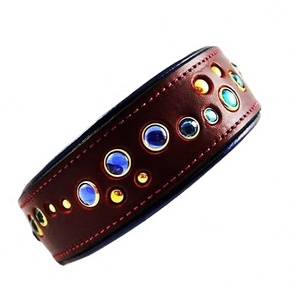 Premium Quality Soft Padded <b>Dog</b> <b>Collar</b> Handmade Genuine Cow Leather with Stud Rivet Decoration Top Indian Wholesale Manufacturer - Product Image 1