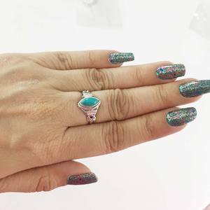 แหวนพลอยเทอร์ควอยส์ทำมือเป็นเอกลักษณ์100% 925สเตอร์ลิงเงินสไตล์คลาสสิกดีไซน์สวยงามสำหรับงานแต่งงาน - Product Image 6