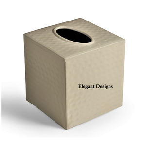 Caja de pañuelos de decoración para fiestas y eventos, cubierta de tejido Chapado en cobre con acabado martillado, forma cuadrada, caja de pañuelos de lujo asequible - Product Image 3