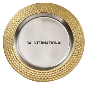Assiettes de présentation plaquées or au design moderne et attrayant, de qualité supérieure, pour la cuisine et le service - Product Image 1