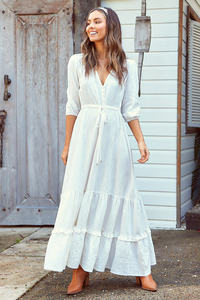 Boho Hippie Women Beachwear Bohemian Summer Wear 100% Cotton Plain Dye Free Size <b>Long</b> Maxi <b>Dress</b> - Product Image 2