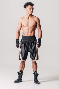 MENS LUXURY <b>BLACK</b> SATIN and SNAKESKIN BOXING SHORTS LATEST DESIGN CUSTOM MADE MMA SHORT for MEN - Product Image 2