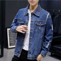 Veste en jean d'automne-hiver pour hommes, à manches longues, Slim Fit, décontractée et tendance, tenue Streetwear